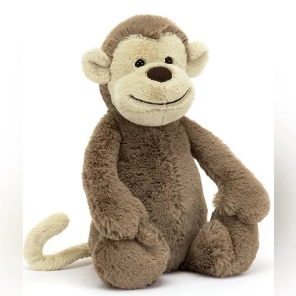 Jellycat London Brown Beige Bashful Monkey Plush 7" stuffed animal - Picture 1 of 6